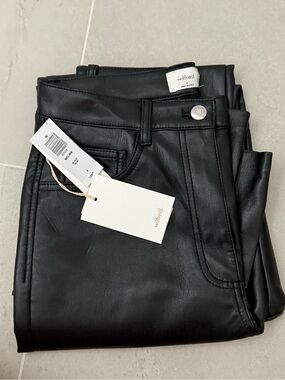 Aritzia Wilfred Black Faux Leather High-Rise Straight-Leg Pants